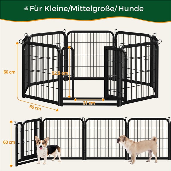 Yaheetech Welpenlaufstall flexibel und faltbar , Schwarz