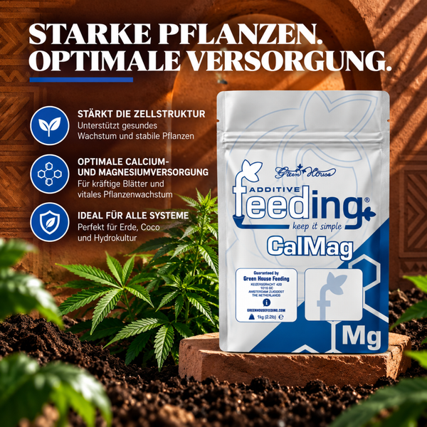 Green House Feeding CalMag Pflanzendünger zur Kalzium und Magnesium Versorgung im Beutel mit ein Kilogramm Inhalt für Erde, Coco und Hydrokultur.