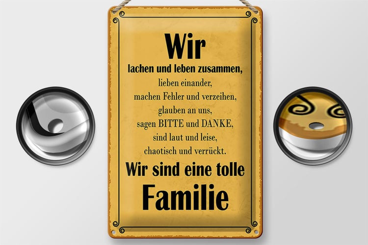 Blechschild Spruch 20x30cm wir sind eine tolle Familie