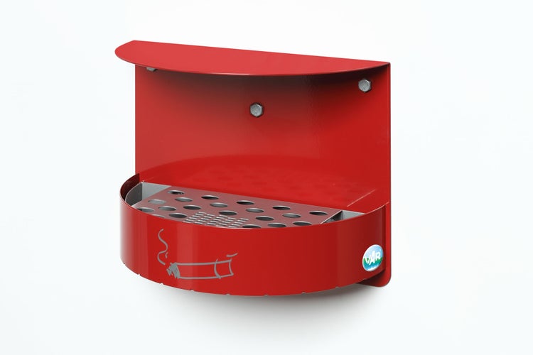PROREGAL Wandascher Mit Schutzdach Verschließbar 1,5 Liter HxBxT 23 x 30 x 15 cm Verzinkter Stahl Rot