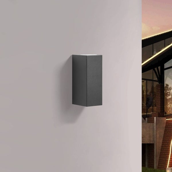 PRIOS Wandleuchte außen Tetje (Modern) in Schwarz aus Aluminium (2 flammig, GU10) - Außenwandleuchten Wandlampe Led Außenlampe Outdoor für Außenwand/Hauswand Haus Terrasse & Balkon