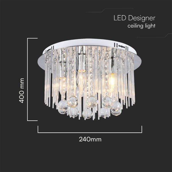 LED-Deckenleuchte im Designerstil mit Kristallglas und einer Größe von 400 mm x 240 mm