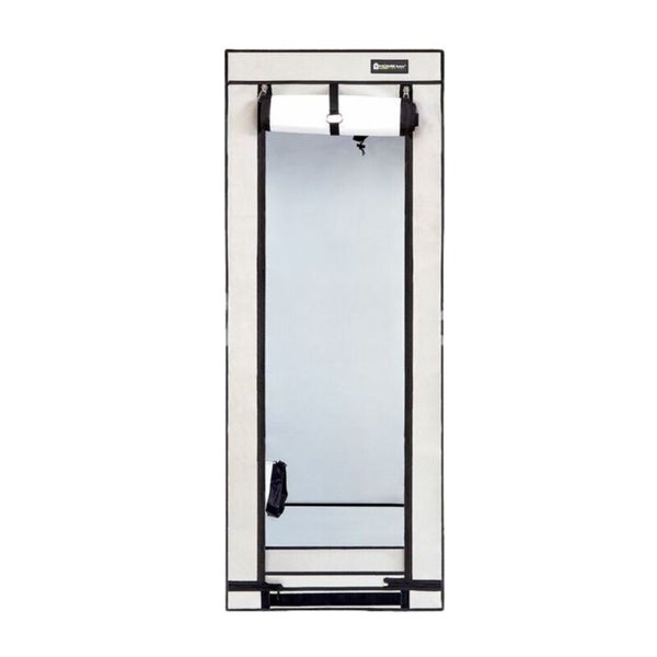 Homebox Pflanzzelt für den Indoor-Anbau mit hochrollbarer Türöffnung und reflektierender Innenbeschichtung.