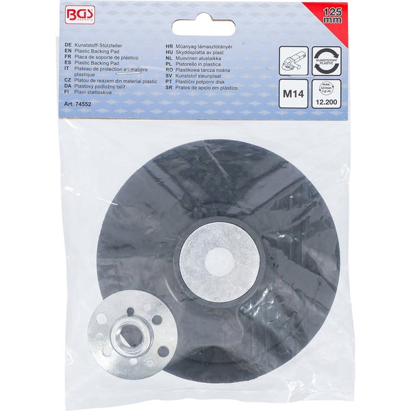 Kunststoff Stützteller mit M14 Gewinde und 125 Millimeter Durchmesser