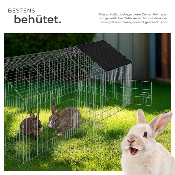 Freilaufgehege für Kaninchen tectake  180 x 75 x 75 cm aus 12 Gitterelementen schwarz