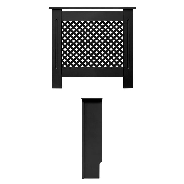ECD Germany Heizkörperverkleidung mit Wabenmuster 78x19x82cm Schwarz aus MDF lackiert für Schlafzimmer Wohnzimmer Heizungsverkleidung Heizkörperabdeckung Heizungsabdeckung Heizung Heizkörper Abdeckung