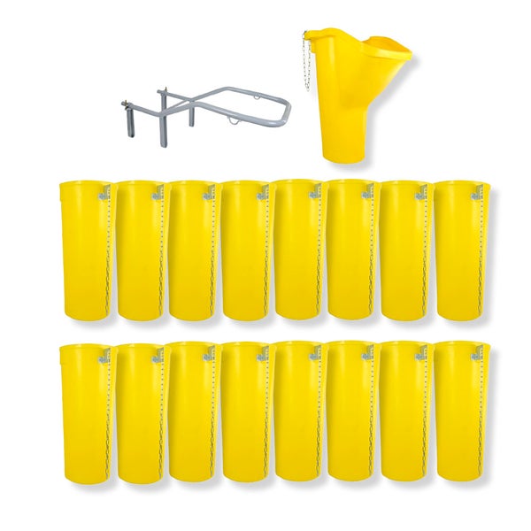 Bauschuttrutschen-Set SIRL XXL Profi | 18-teilig | 17,93m Länge | Einfülltrichter, Halterung & 16 Schuttrohre | Gelb