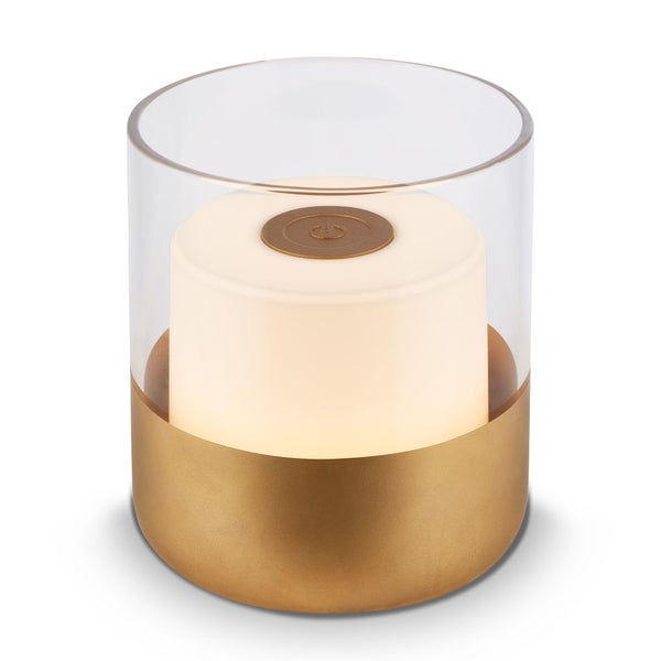 Battery LED table lamp, with glass, gold, 1xLED/2W