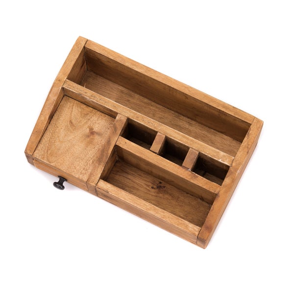 Organizer Study Mahagoni Massivholz, 5 Fächer mit Schublade naturfarben