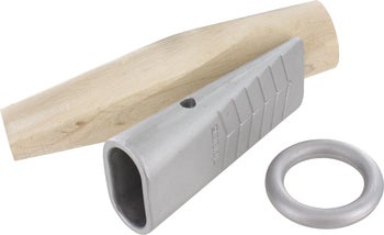 Spaltkeil aus Aluminium mit Holzkeil und Ring zur Werkzeugbefestigung