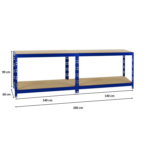 PROREGAL Mega Deal 2x Werkbank Tiger HxBxT 90 x 140 x 60 cm Fachlast 300 kg Blau