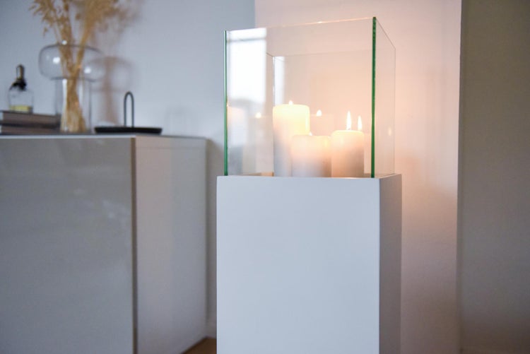 VIVANNO Windlicht CANDELA 80x25x25 cm Alu-Verbund Weiß matt