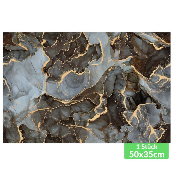 Wandbild mit Marmor-Optik und goldfarbenen Adern, 50 mal 35 Zentimeter, 1 Stück.