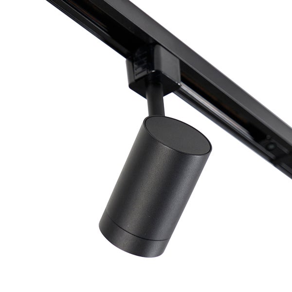 Moderner zylindrischer schwarzer Strahler für Schienensysteme.