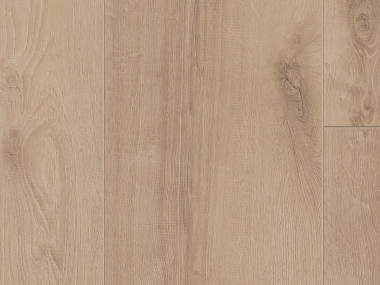 Laminatboden in Eichenoptik mit naturgetreuer Holzmaserung und Astlöchern