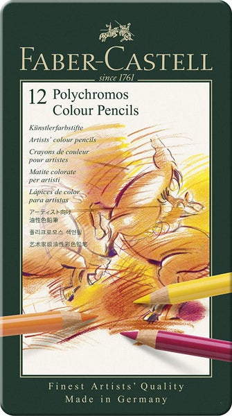 Faber-Castell Künstlerfarbstifte Polychromos, 12er Set Metalletui