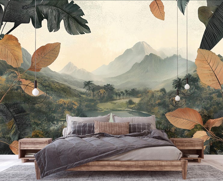 Fototapete Wald Berge Natur Wohnzimmer Vlies Tapete 300x210 cm