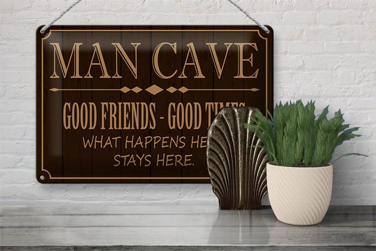 Blechschild Spruch 30x20cm man cave good friends good times