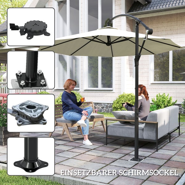 Outsunny Sonnenschirmständer aus Beton, Ampelschirmständer Schirmständer Quadrarisch Schirmhalter, Ständer für Ampelschirm 113/92 mm, Schirmgewicht für Balkon, Terasse, Garten, Dunckelgrau