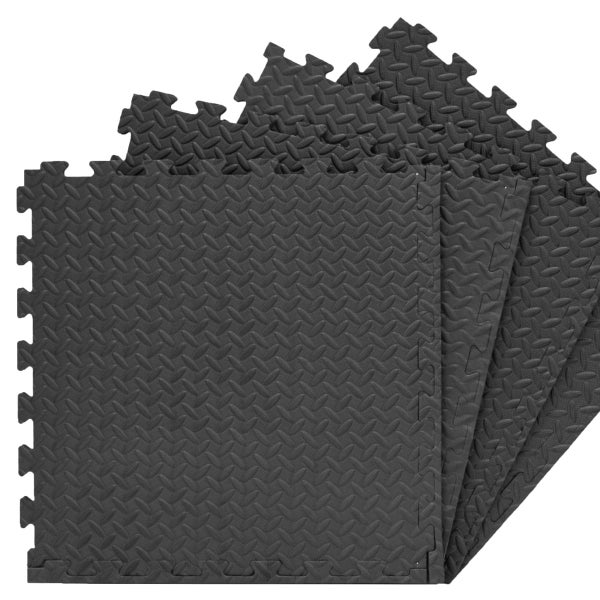 4er Set 2cm Bodenschutzmatten 63x63 cm Fitnessmatte mit Rand Schwarz