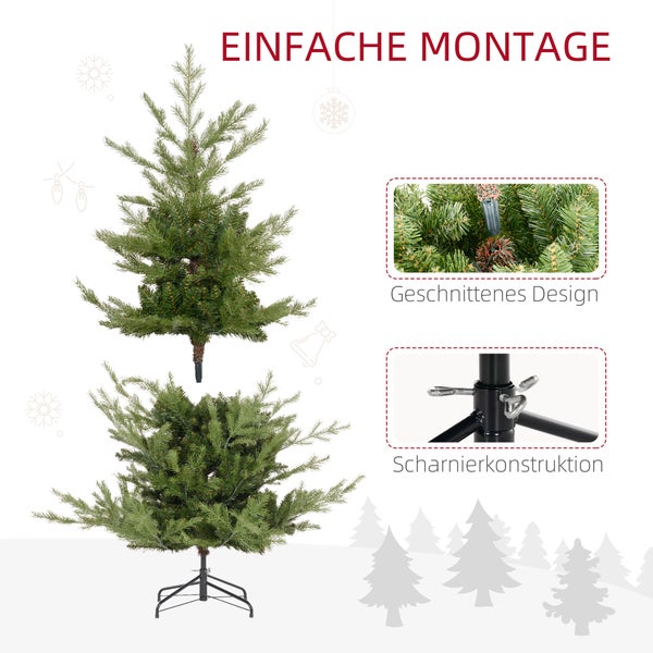 HOMCOM 180 cm Weihnachtsbaum Künstlich Naturgetreu Dichte Zweige Christbaum mit 1942 Astspitzen realistisches Aussehen für Weihnachtsfest Grün