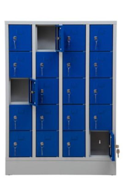 PROREGAL Schließfachschrank Seagull 20 Fächer HxBxT 110 x 80 x 15 cm Grau-Blau