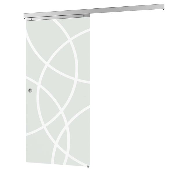 Tür Schiebetür Komplettset Glas Kreise 1025 x 2200 Zimmertür Glasschiebetür Schiebetürsystem -  Griffmuschel