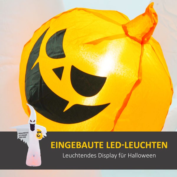 Outsunny 8ft Halloween Dekoration aufblasbar Ghosts Halloween Geist aufblasbar Dekor für den Innen und Außenbereich mit LED-Lichtern 140 x 46 x 240 cm Weiß