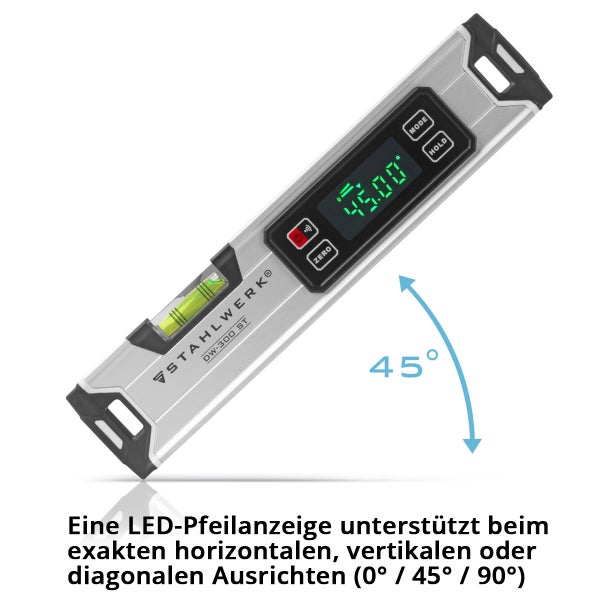 Digitale Wasserwaage DW-300 ST aus Aluminium mit 300 mm Länge