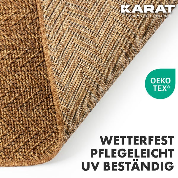 FLOORDIREKT Outdoorteppich - Wetterbeständiger Außenteppich - Cheron - Braun - 80 x 150 cm