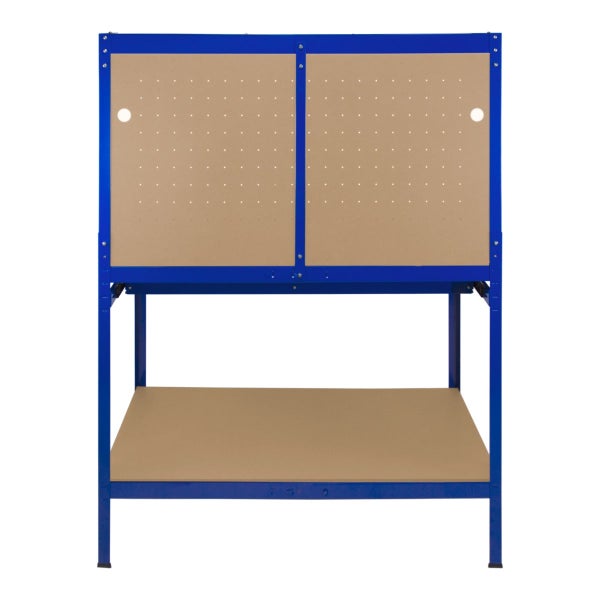 Werkbank mit Lochwand, Schublade & Licht - Blau