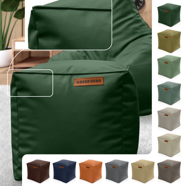 Vielseitiger Sitzwürfel mit Lederetikett und verschiedenen Farboptionen