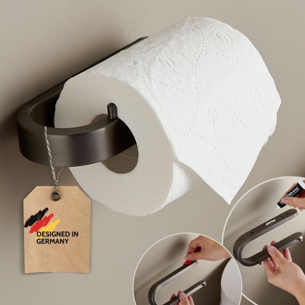 DEKAZIA® Toilettenpapierhalter ohne Bohren Edelstahl grau | Klopapierhalter ohne Bohren | Klorollenhalter ohne Bohren Klopapierhalter WC Rollenhalter ohne Bohren WC Papier Halterung Kleben