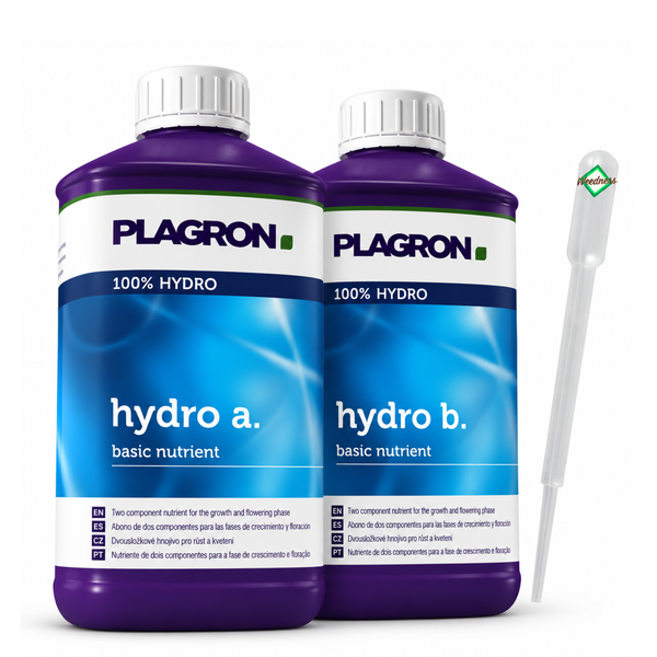 Plagron Hydro A und B Basisnährstoff Düngerset für Wachstum und Blüte inklusive Pipette