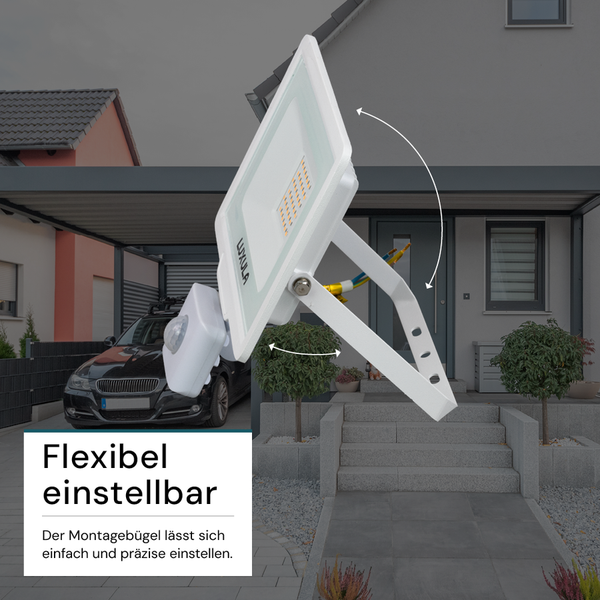 LED-Außenstrahler mit Bewegungsmelder und einstellbarem Montagebügel