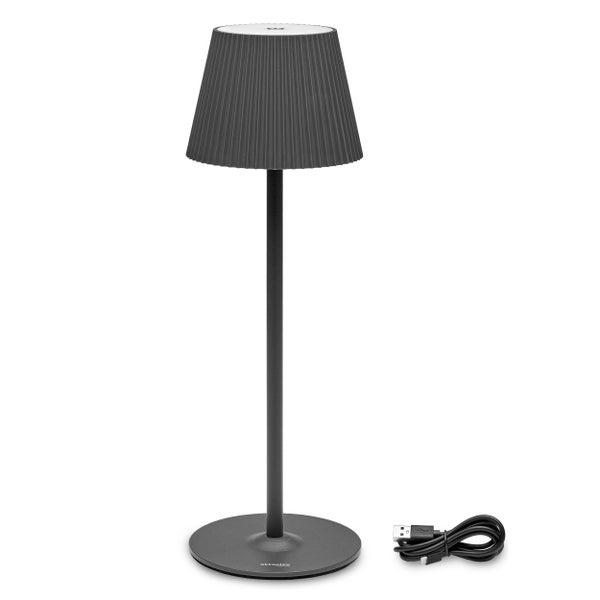 Vero LED Akku Tischlampe dimmbar warmweiß 200lm Tischleuchte kabellos für drinnen und draußen 37cm Höhe anthrazit