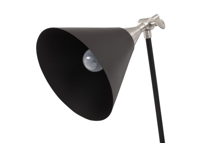Design Tischlampe Schwarz Silber, Lampe mit Kegel Schirm | Wohnzimmer Esszimmer Leuchte