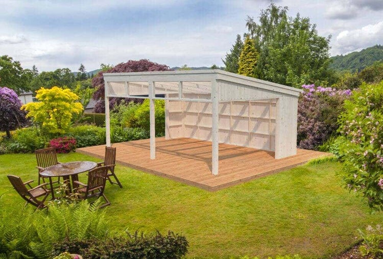 Palmako Pavillon Gartenhaus Nova Gartenpavillon aus Holz in Weiß, Gartenhütte , Gartenlaube mit Montagematerial