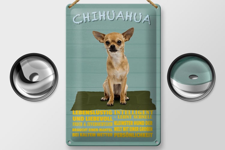 Blechschild Spruch 20x30cm Chihuahua Hund lebenslustig