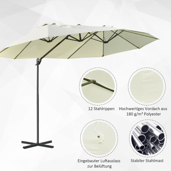 Outsunny Sonnenschirm, L270 x B440 x H250 cm, Metall, Polyester, weiß