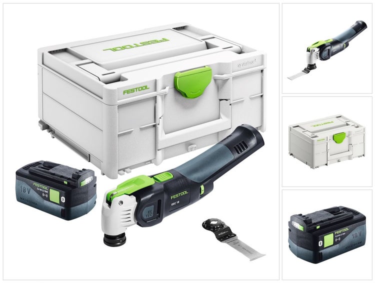 Festool VECTURO OSC 18 E-Basic Akku Oszillierer 18 V Starlock Max Brushless + 1x Akku 5,0 Ah + Systainer - ohne Ladegerät