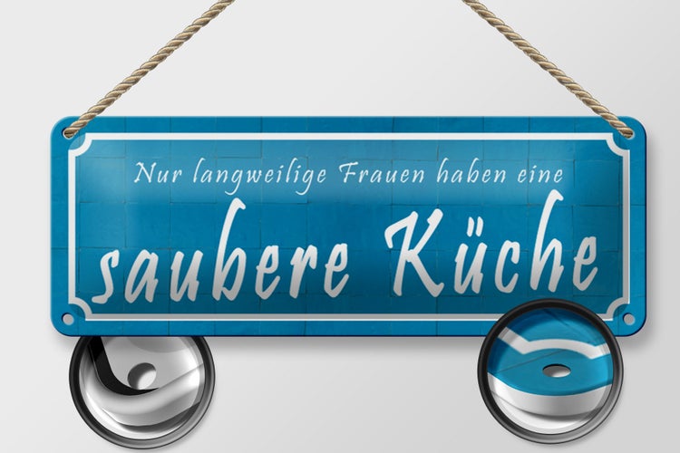 Blechschild Spruch 27x10cm langweilige Frauen saubere Küche Dekoration