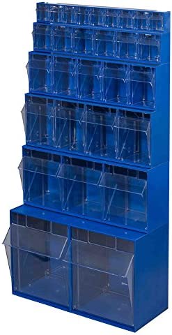 PROREGAL Klappschüttenmagazin VarioPlus ProFlip 4 HxBxT 20,5 x 60 x 17 cm Blau-Transparent