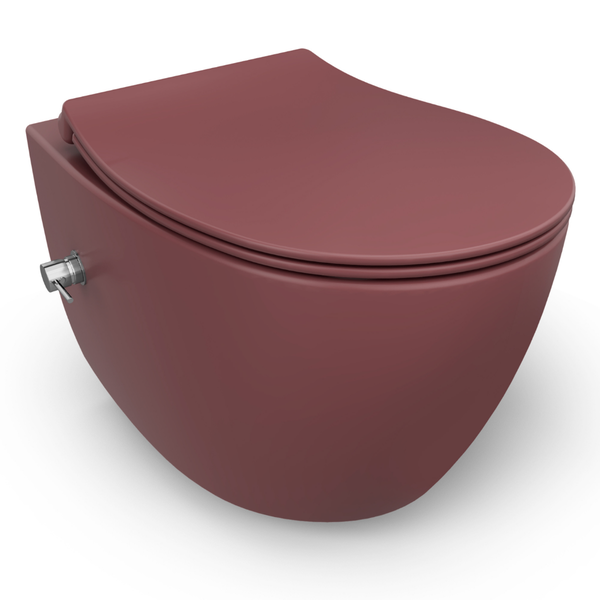Isvea WC Toilet Badezimmer Wand-WC mit Dusch-WC Bordeauxrot mit Softclose-Sitz