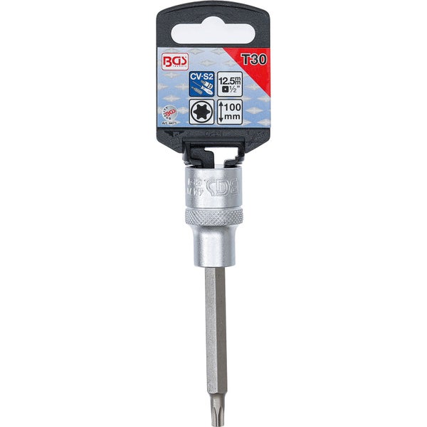 BGS Innensechsrundschrauben-Einsatz T30 mit einer Länge von 100 Millimeter und einem Vierkantantrieb von 12,5 Millimeter