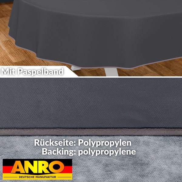 Graue Tischdecke mit Paspelband und Polypropylen Rückseite