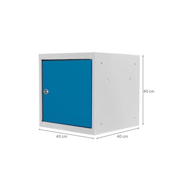 PROREGAL Mega Deal | 5x Schließfachwürfel Blocky mit Zylinderschloss + 2 Schlüssel | HxBxT 40x40x40cm | Lichtgrau/Lichtblau | Tresor, Schließfach