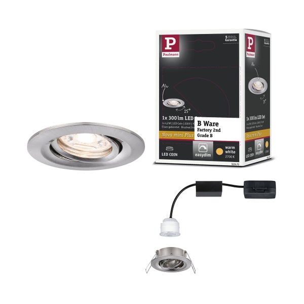 Paulmann LED Einbaustrahler Nova mini Plus, Eisen gebürstet, Set mit Leuchtmittel und Anschlussbox.