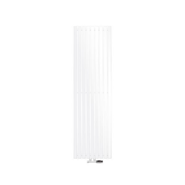 ECD Germany Stella Design Paneelheizkörper Mittelanschluss 480 x 1600 mm Weiß mit Anschlussgarnitur inkl. Thermostat Eck Wand Weiß - Flach Einlagig Vertikal - Heizkörper Badheizkörper Heizung