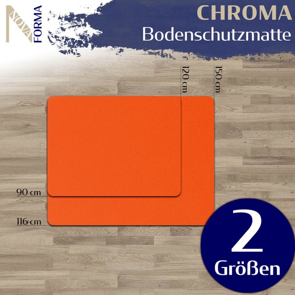 Bodenschutzmatte PE CHROMA - Orange - 90x120 cm - Hartboden - Bunte Schutzmatte als Unterlage für Bürostuhl